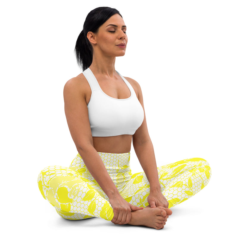 Yellow Rose Yoga Leggings - Objet D'Art