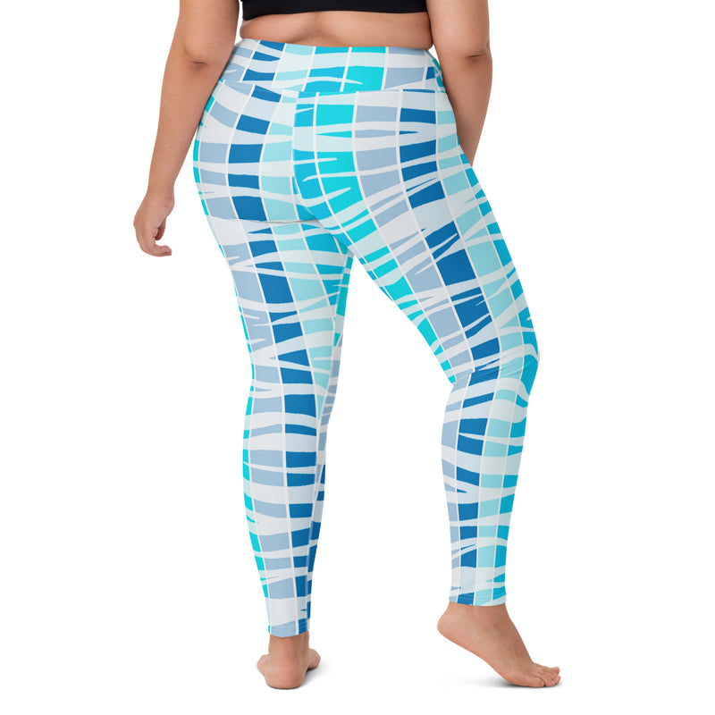 Blue Wave Tiger Stripe Yoga Leggings - Objet D'Art