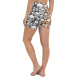 Halloween Skull & Leopard Print Yoga Shorts - Objet D'Art