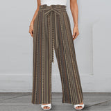 tribal print 2A Strappy Elastic Waist Wide Leg Pants with Pockets