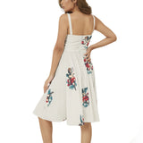 Sleeveless Square Neck Flare Hem Midi Dress