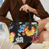 floral garden colorful print 4A PU Leather Handbag-Small (Model 1747)