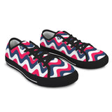 tricolor wavy red white blue print Seattle Low Top Women's Shoes (Model 1013-6)