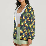 golden pear on blue on print Women's Lightweight Sun Protection Hoodie (Model H62)