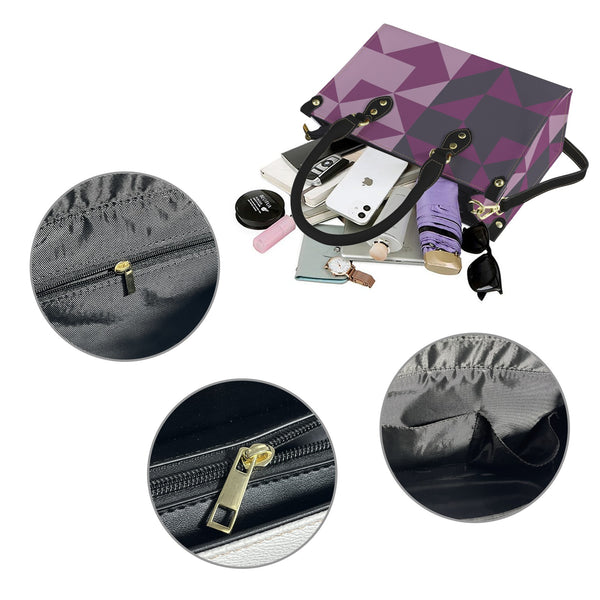 two tone puzzle purple PU Leather Handbag-Small (Model 1747)