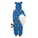 blue dinosaur print 10 One-Piece Zip up Hooded Pajamas for Little Kids