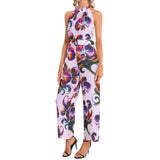 Halter Neck Buckle Belted Jumpsuit