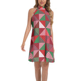 Tie Back Halter Neck Flared Dress