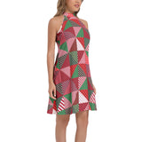 Tie Back Halter Neck Flared Dress