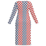 Americana Long Sleeve Bodycon Dress