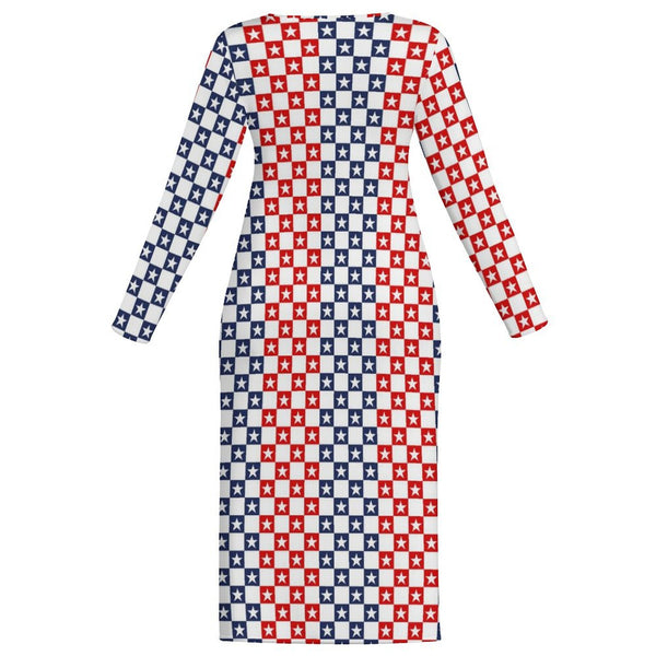 Americana Long Sleeve Bodycon Dress