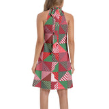 Tie Back Halter Neck Flared Dress