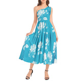 Ruffle Hem One Shoulder Midi Dress