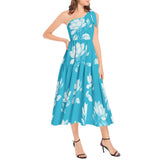 Ruffle Hem One Shoulder Midi Dress