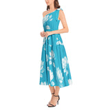 Ruffle Hem One Shoulder Midi Dress