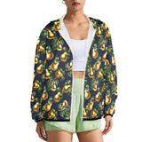 golden pear on blue on print Women's Lightweight Sun Protection Hoodie (Model H62)