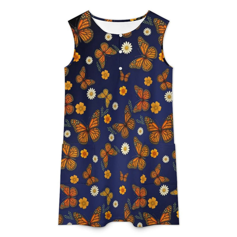 Butterfly Vest pocket dress Sleeveless Pocket Dress