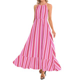 Ruffle Hem Halter Neck Maxi Dress