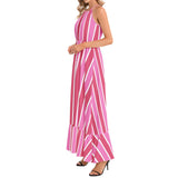 Ruffle Hem Halter Neck Maxi Dress