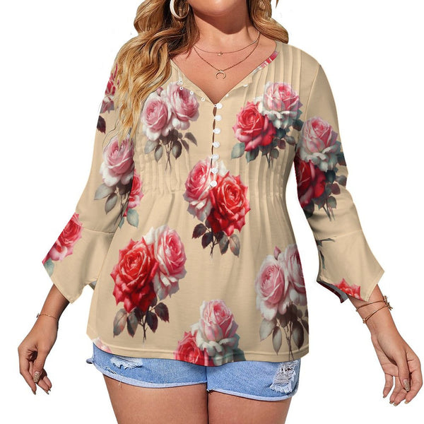 Women&#039;s Ruffled Petal Sleeve Top Women's ruffled petal sleeve top