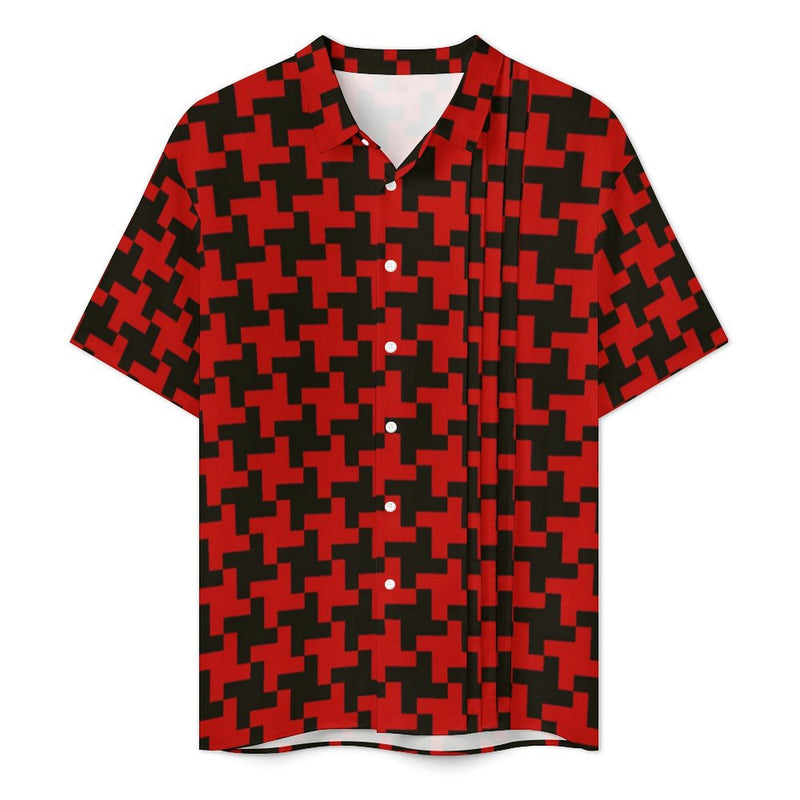 Short sleeved shirt Men's Lapel Collar Folds Design Shirt