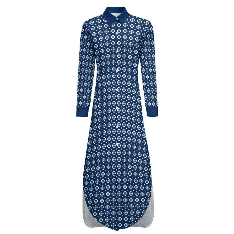 Peacefully Posh Button-Up Long Sleeve Shirt Dress