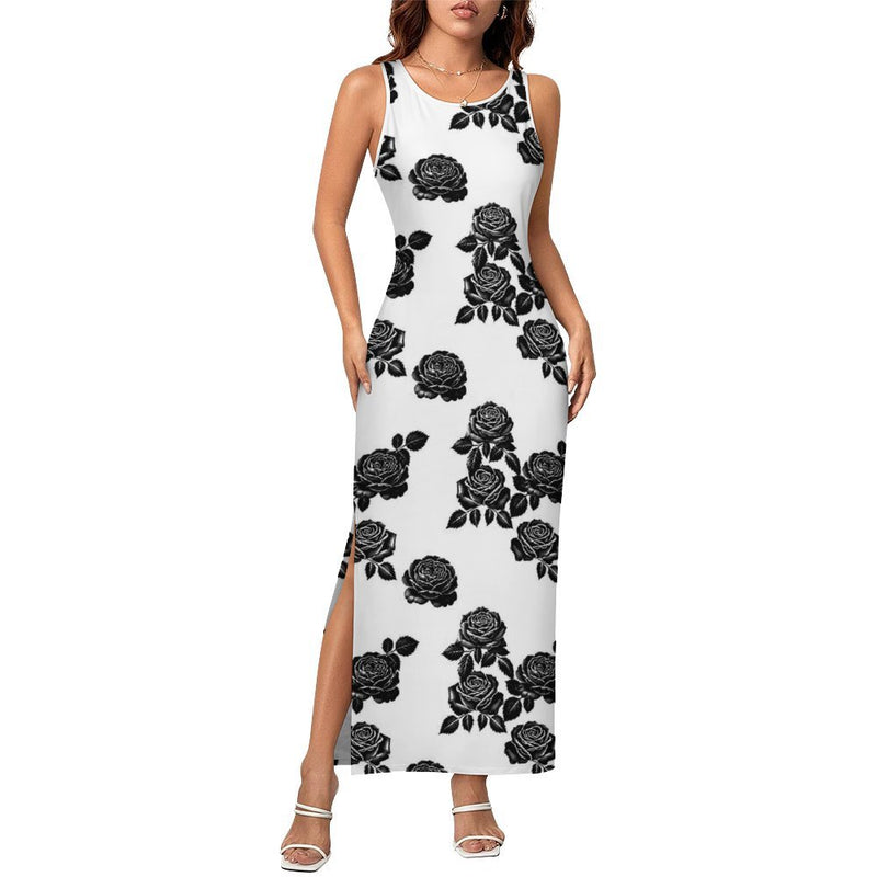 Sleeveless Bodycon Side Slit Long Dress Split cheongsam