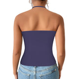 aviary purple Women's V-Neck Halter Top (Model T83)