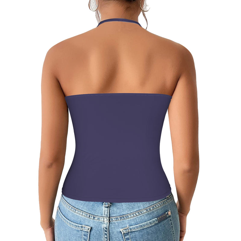 aviary purple Women's V-Neck Halter Top (Model T83)