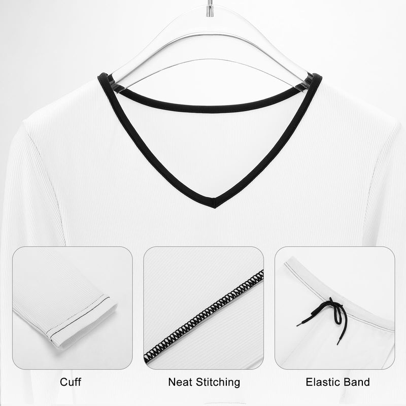 Blueberries and Blueberry Blossoms V-neck Long Sleeve Yoga Set V neck sweatshirt set