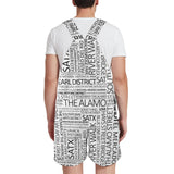 black word cloud on white print Unisex Shorts Suspender Jumpsuit (Model L78) - Objet D'Art
