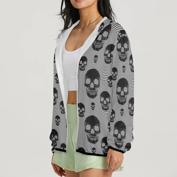 skull and bones print 30Z Women's Lightweight Sun Protection Hoodie (Model H62)