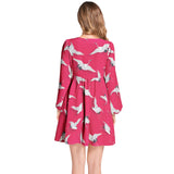 Lantern Sleeve Deep V-Neck Short Dress