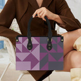 two tone puzzle purple PU Leather Handbag-Small (Model 1747)