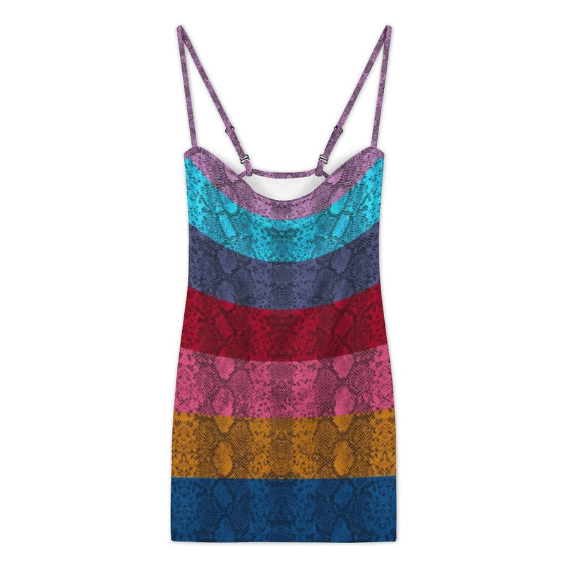 Multicolored Snakeskin Bodycon Cami Dress