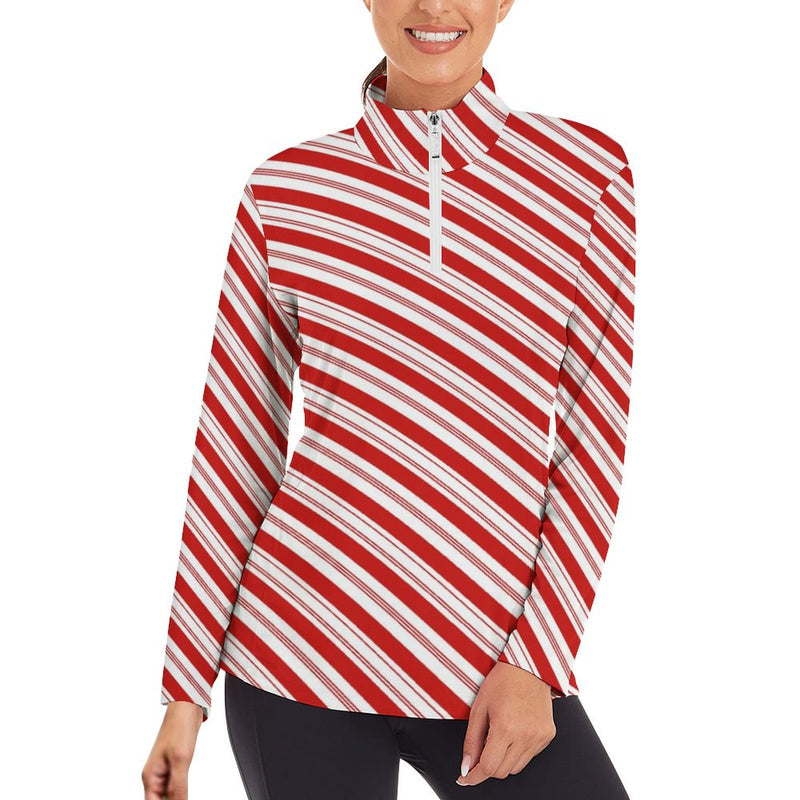 Candy Cane Women&#039;s Long Sleeve Yoga Shirt