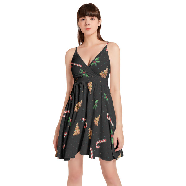 Spaghetti Strap Sleeveless Falred Hem Short Dress