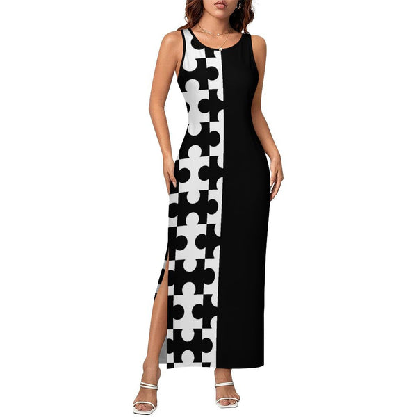 Sleeveless Bodycon Side Slit Long Dress Split cheongsam