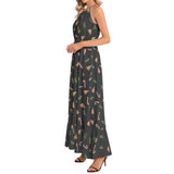 Ruffle Hem Halter Neck Maxi Dress