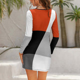 Color Block Hollow Slim-Fit Dress Slim dress with hollow waist
