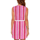 candy cane striped print 3B Eos Women's Sleeveless Dress (Model D01)