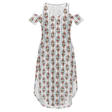 Cold Shoulder Long Split Dress with Pocket Dress