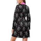 pink solid print 2A copy Women's Long Sleeve Belted Night Robe