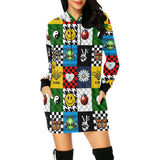boot smiley alien print All Over Print Hoodie Mini Dress (Model H27)