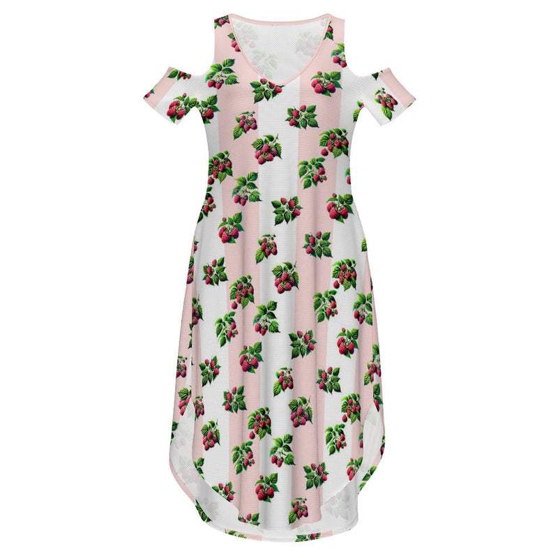 Cold Shoulder Long Split Dress with Pocket Dress