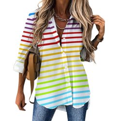 Long Sleeve Blouse (B648) Cropped hem shirt