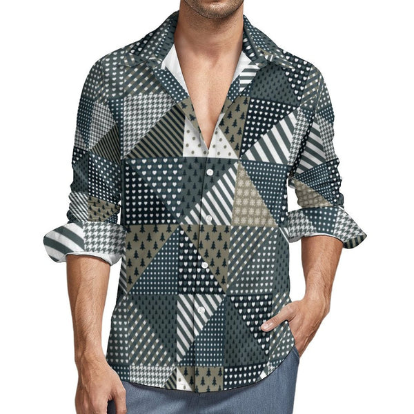 Patchwork Men&#039;s Casual Long Sleeve Shirt (LS) Large long sleeve shirt