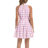 Ruffle Hem Belted Halter Dress