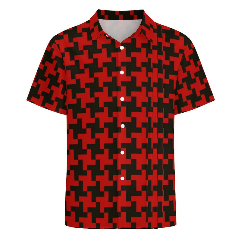 Short sleeved shirt Men's Lapel Collar Folds Design Shirt