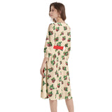 Boat Neck Belted Flared Dress